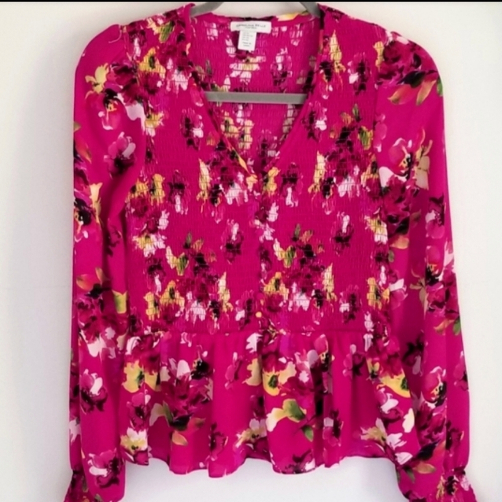 Carolina Belle floral smocked blouse